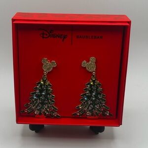 Disney Baublebar Mickey Mouse Christmas Tree Earrings Holiday Jewelry NEW in BOX